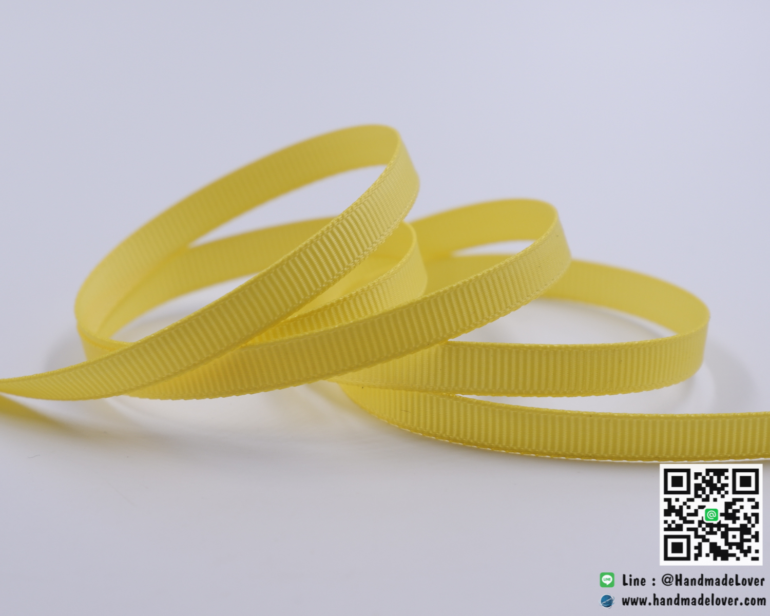 ริบบิ้นผ้า กรอสเกรน สีเหลืองอ่อน