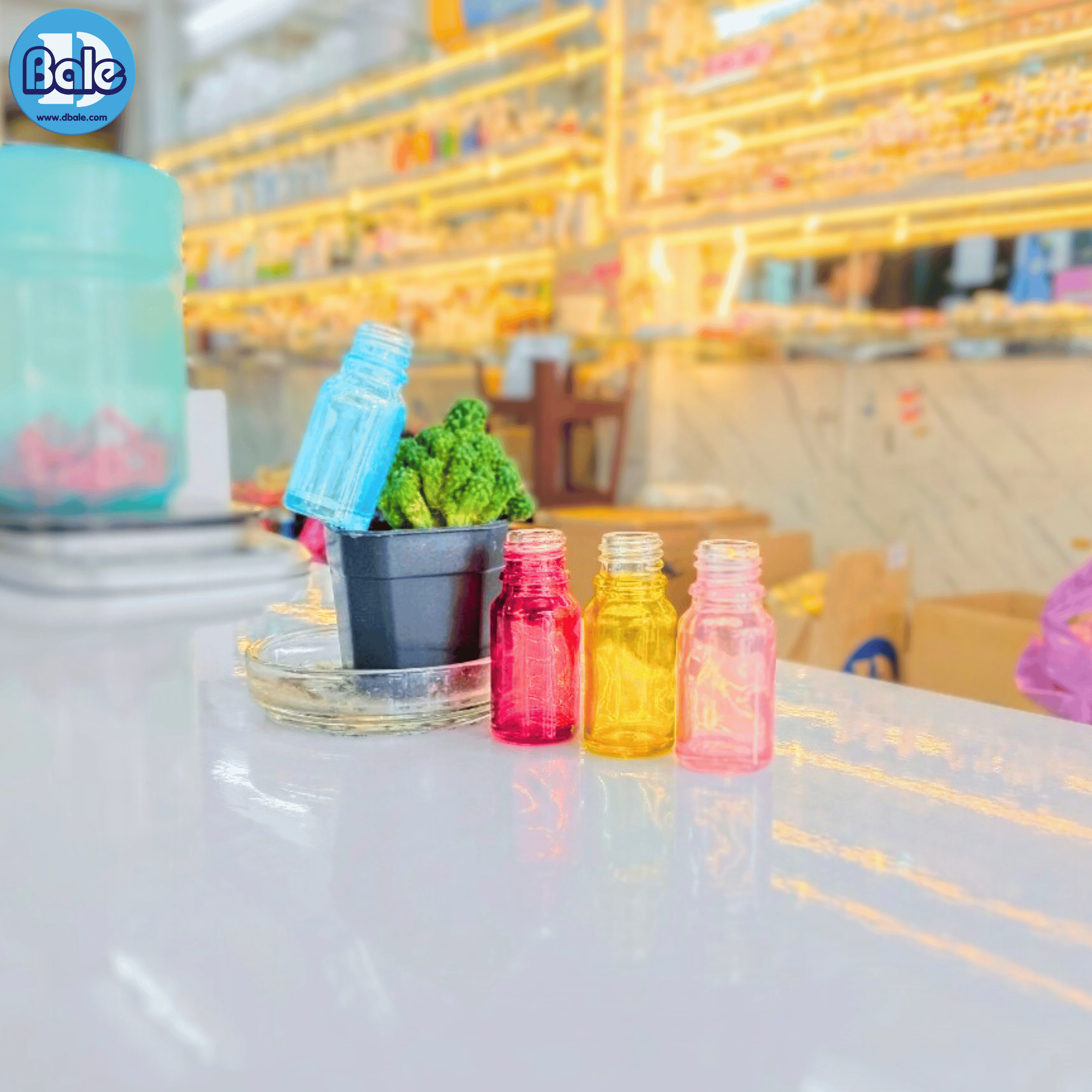 jybs 10ml. ขวดแก้วอโรม่าฟ้าอ่อนใส