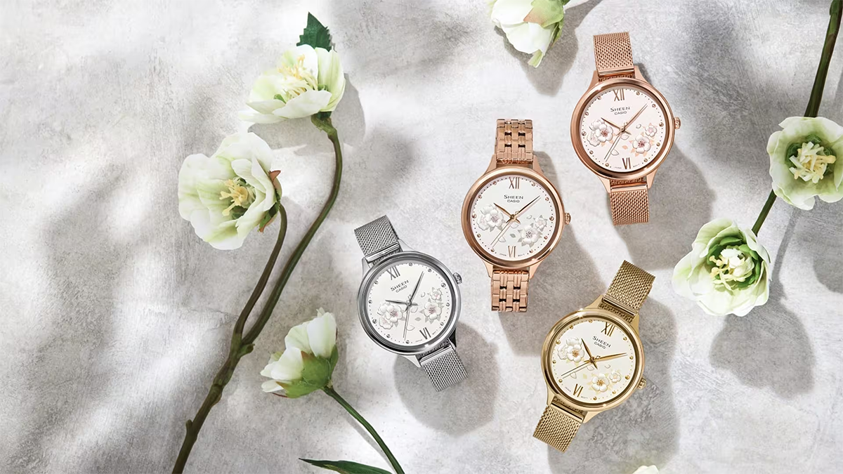 นาฬิกา คาสิโอ Casio SHEEN SAPPHIRE CRYSTAL คริสตัลแซฟไฟร์ SHE-4551 series รุ่น SHE-4551GM-9A ของแท้ รับประกัน1ปี