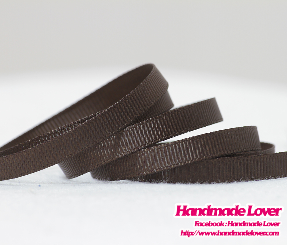 ริบบิ้นผ้า กรอสเกรน สีน้ำตาลเข้ม ขนาด กว้าง 6 mm.
