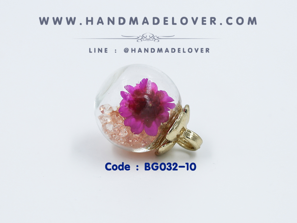 ลูกแก้วเรซิ่นจิ๋ว ใส แบบมีดอกไม้ตกแต่งด้านใน