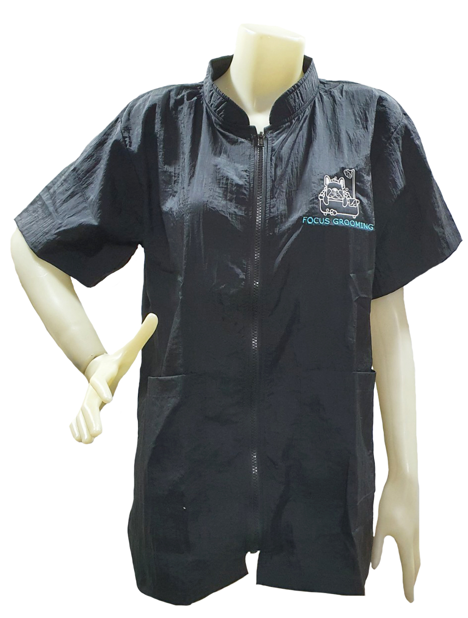 Dogtalog Groomer Apparel เสื้อคลุมผ้าร่ม เสื้อคลุมตัดขน เสื้อคลุมช่าง เสื้อคลุมกันเปื้อน สีดำ
