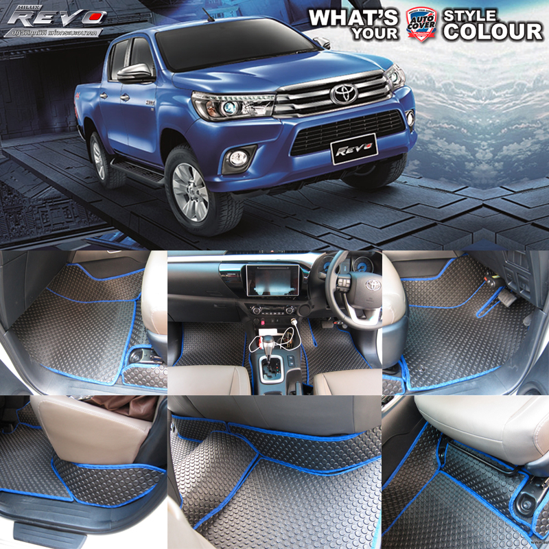 พรมปูพื้นรถยนต์ พรมกระดุม รถ TOYOTA REVO 4 DOOR ปี 2015-2022 เกียร์ Manual ชุดภายในห้องโดยสาร จำนวน 10 ชิ้น