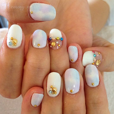 ลายเล็บ เปลือกหอย,เปลือกหอยแต่งเล็บ,ลายเพ้นท์เล็บ เปลือกหอย