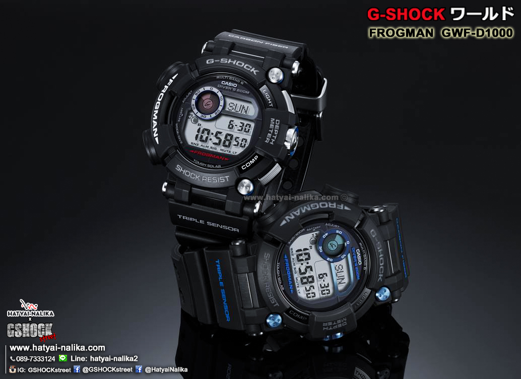 นาฬิกา Casio G-Shock มนุษย์กบ FROGMAN Triple Sensor /Multiband6 /Tough Solar/Carbon Fiber รุ่น GWF-D1000-1 "Made in Japan"