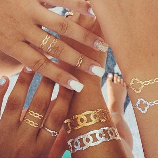 Flash Tattoo , Gold foil metallic tattoos  สติ๊กเกอร์แทททู สีเงิน สีทอง สีทองแดง สีเมทัลลิค