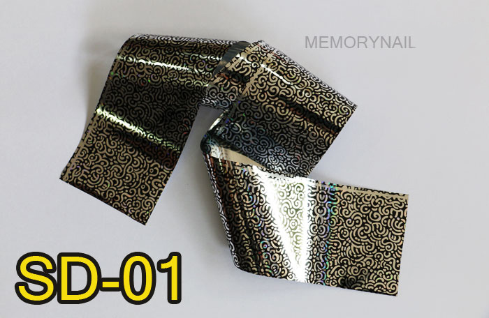 ฟอยล์ติดเล็บ ลายสีเงินดำ รหัส SD Nails foils เลือกสีด้านใน ขนาด 4X40 เซน
