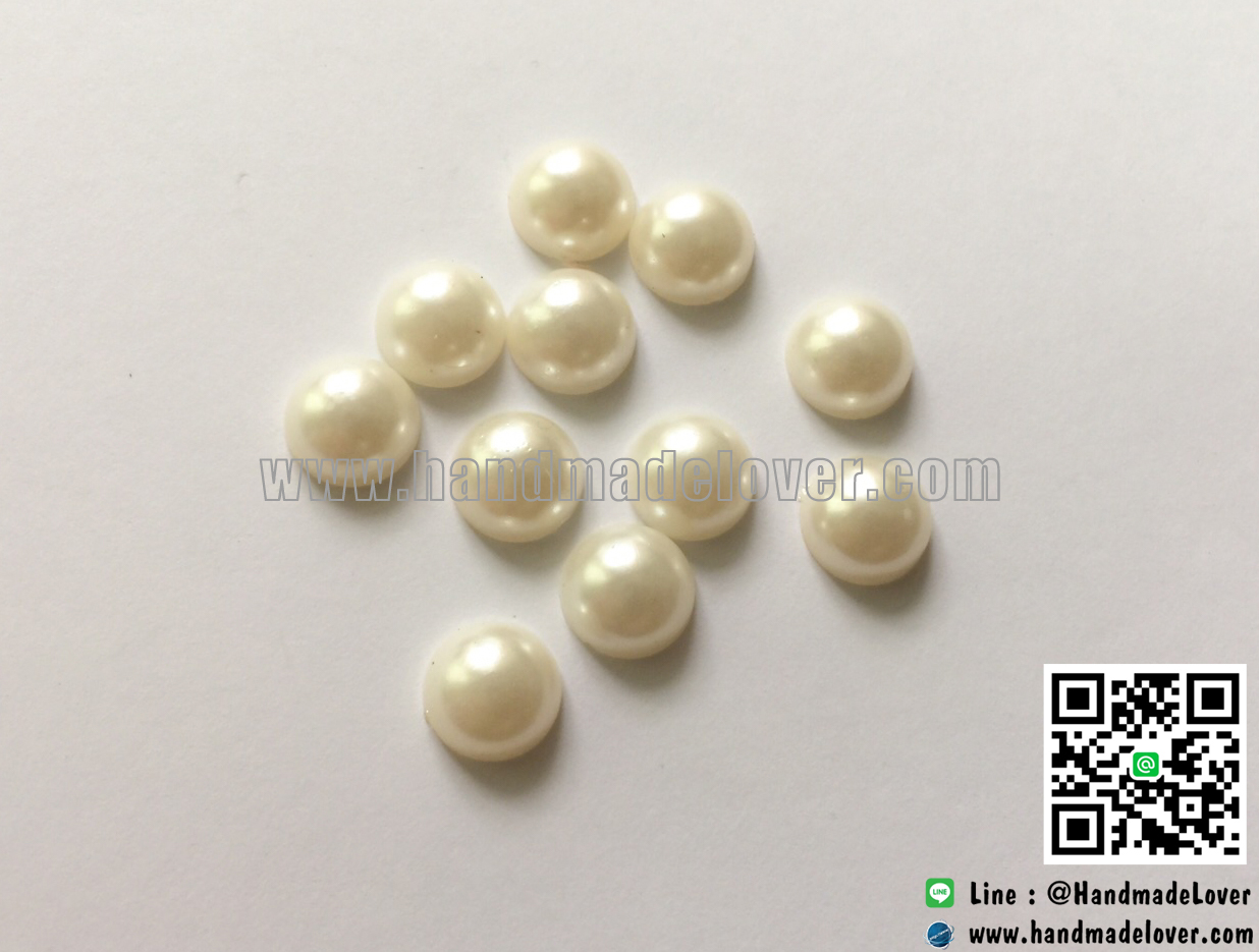 มุกตกแต่งรูป มุกครึ่งซีก สีมุก ขนาด 10 มิล (แพ็ค 25 ชิ้น)