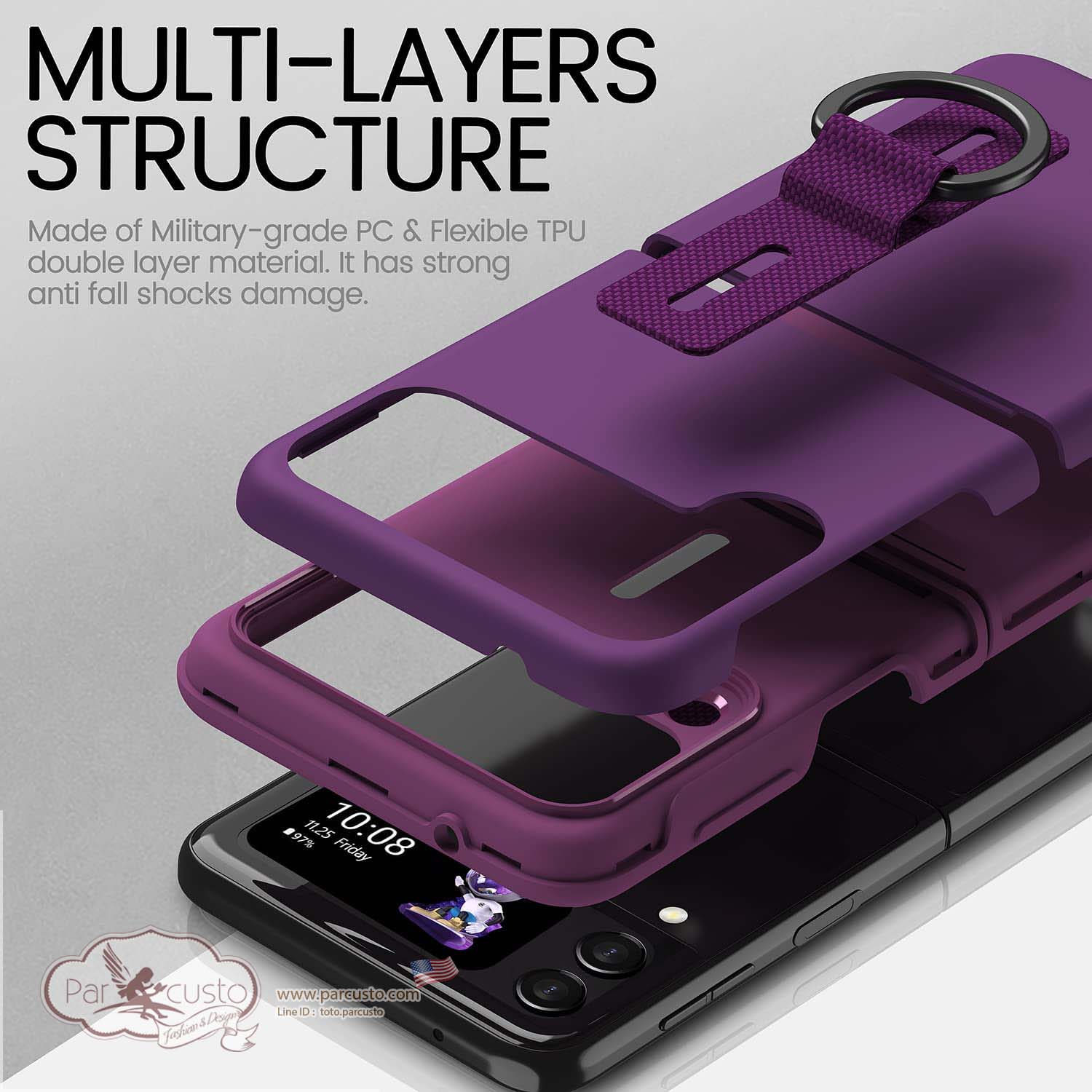 เคสกันกระแทก Samsung Galaxy Z Flip 3 จาก X-FOUR [Pre-order USA]