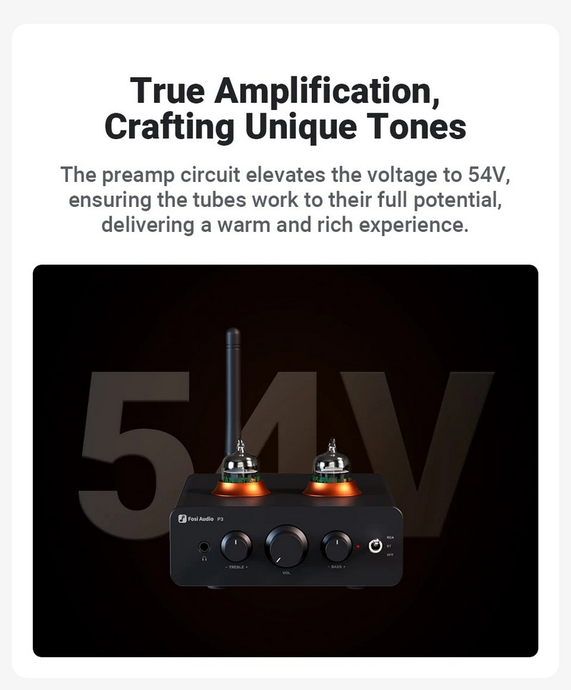 Fosi Audio P3 ปรีแอมป์หลอด 5654W x2 ปรับ Bass Treble ได้ สำหรับเครื่องเสียงบ้านหรือชุดหูฟัง ประกันศูนย์ไทย
