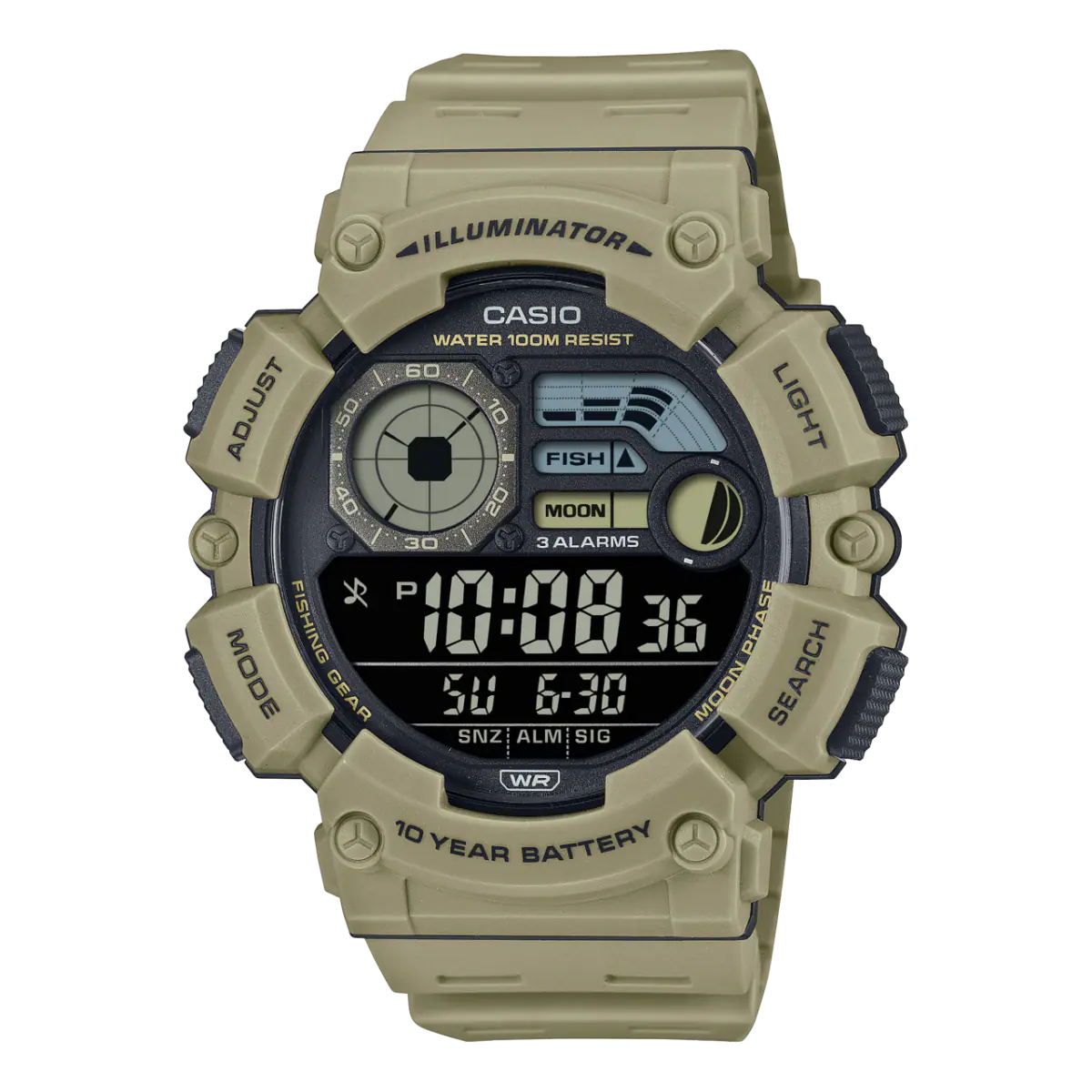 นาฬิกา Casio Fishing Gear 10 YEAR BATTERY รุ่น WS-1500H-5BV ของแท้ รับประกัน1ปี