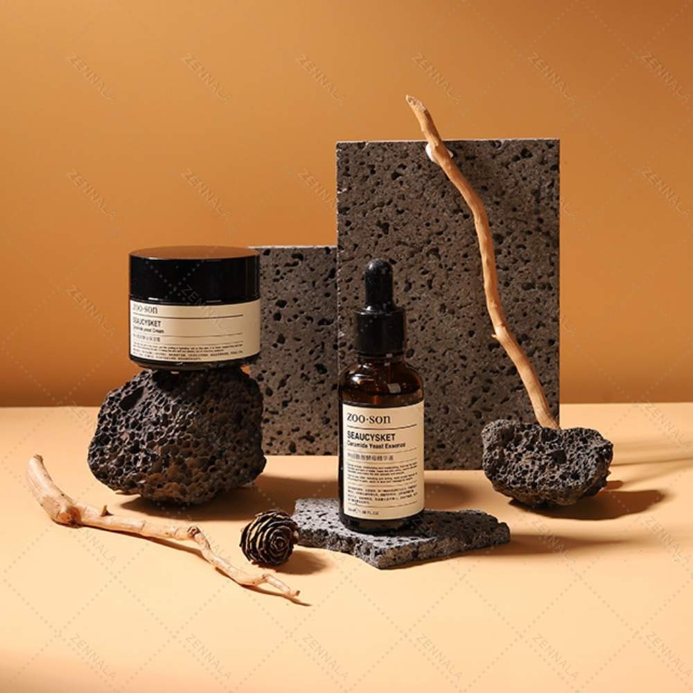 พร็อพแผ่นหินตัด Travertine พร็อพถ่ายรูป Stone Display Prop มี 2 สี 2 ขนาดให้เลือก