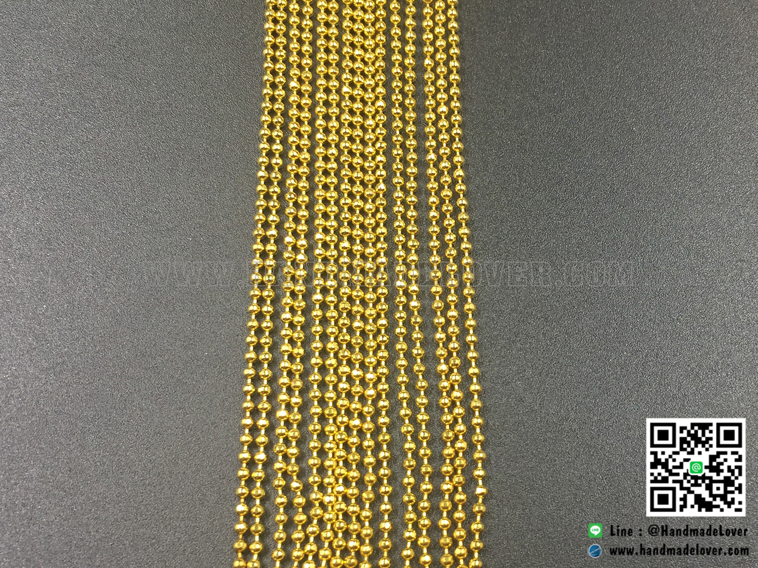 โซ่ไข่ปลา สีทอง แบบเส้นยาว ขนาด 1.2 mm.