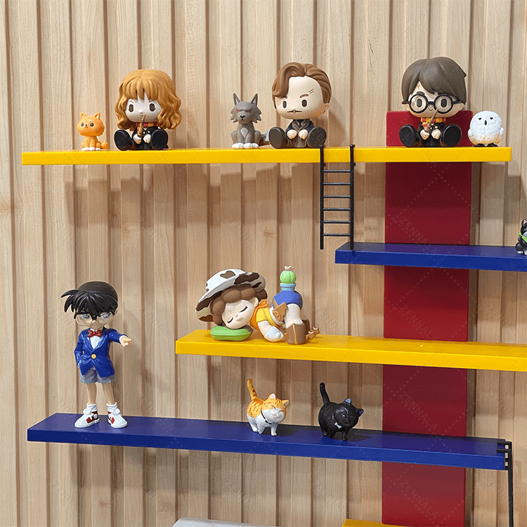 ชั้นวางโมเดล style Mondrian ติดผนัง มีบันไดเล็ก