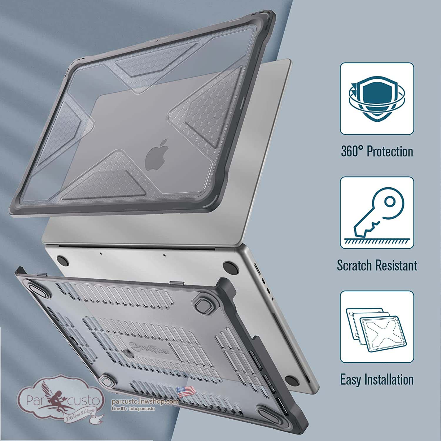 เคสกันกระแทกMacBook Pro 16 Inch Case A2485 (2021 2022) [Heavy Duty] จาก Fintie [Pre-order USA]