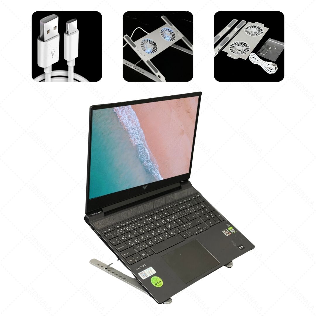 ที่วาง Notebook ขาตั้ง Aluminium มีพัดลมในตัว