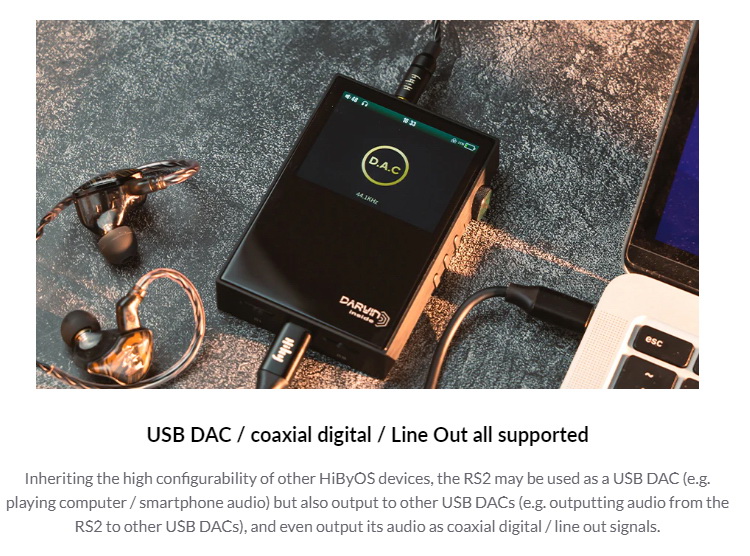 Hiby RS2 เครื่องเล่นเพลงพกพา PureAudio พร้อมสถาปัตยกรรมเสียงดาร์วิน