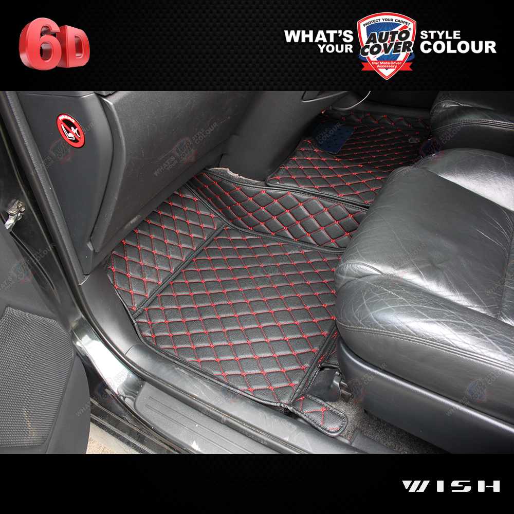 พรมปูพื้นรถยนต์ 6D รถ TOYOTA WISH โตโยต้า วิช พรมรถยนต์ รวมแผ่นท้ายและหลังพนักพิง จำนวน 7 ชิ้น