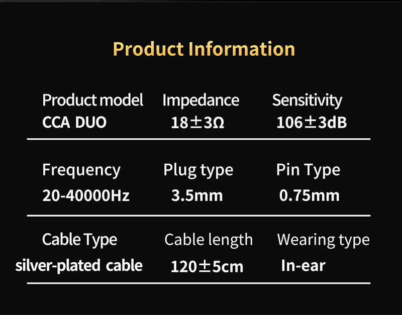 CCA DUO หูฟัง IEM ไดรเวอร์ Dual Dynamic ประสิทธิภาพสูง ประกันศูนย์ไทย