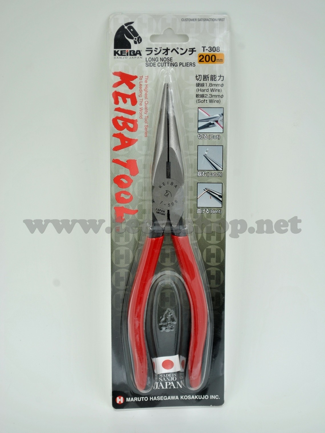 KEIBA คีมปากแหลมด้ามบาง T-308 8" made in Japan