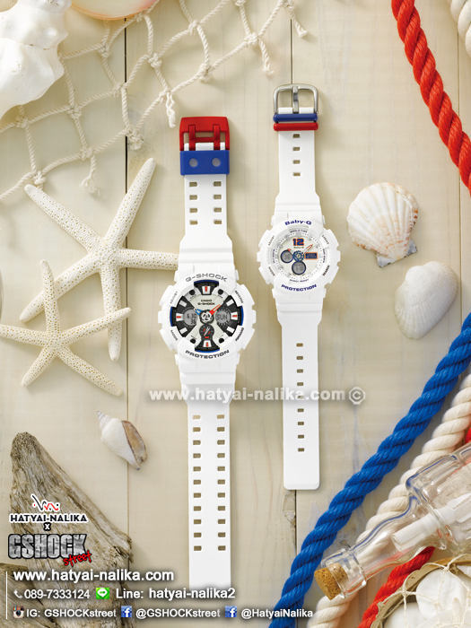 นาฬิกา คาสิโอ Casio G-Shock x Baby-G เซ็ตคู่รัก White Tricolor รุ่น GA-120TR-7A x BA-120TR-7B Pair set ของแท้ รับประกัน 1 ปี