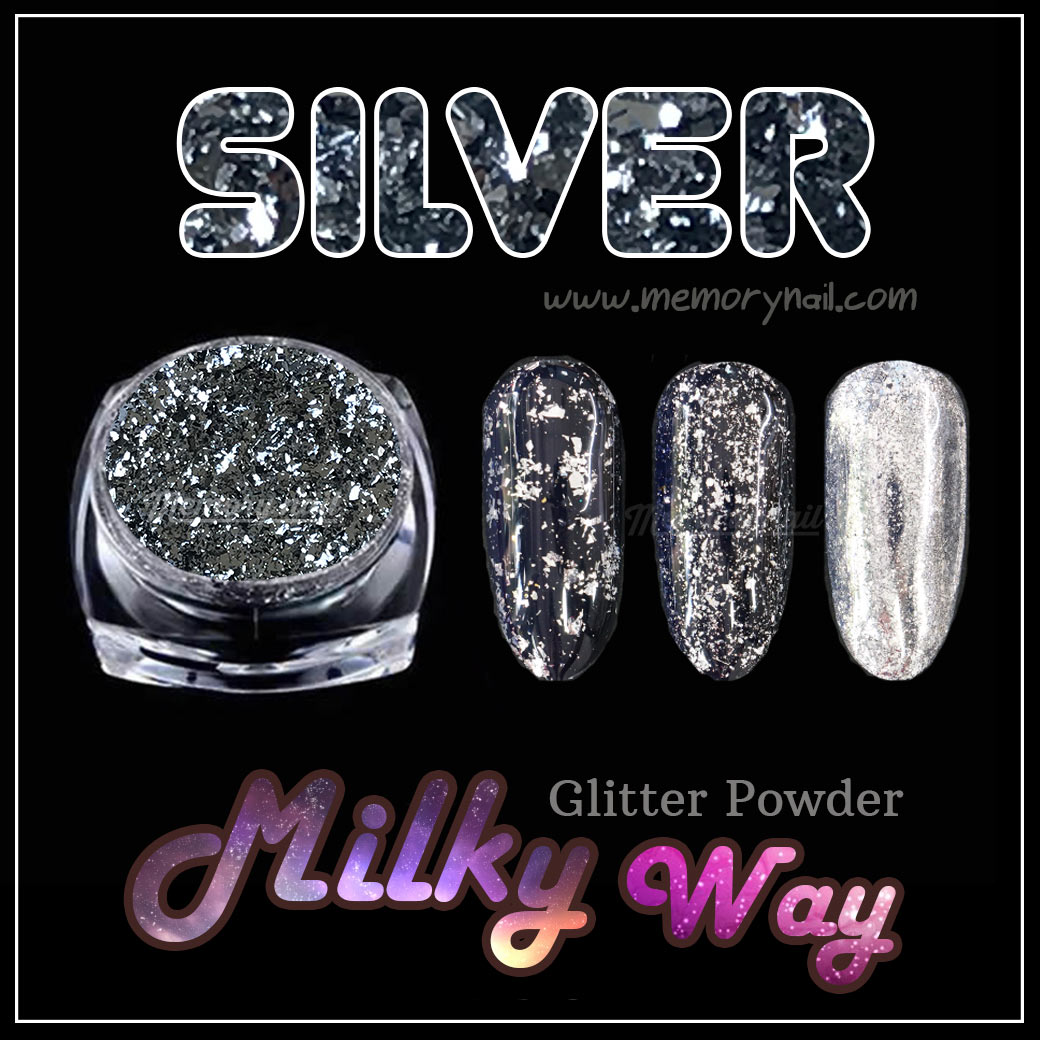  ผงมิวกี้เวร์สีเงิน,Milky Way glitter powder,Milky Way,glitter powder,ผงเกร็ดทางช้างเผือก,ผงติดเล็บ,ผงแต่งเล็บ,กากเพชร,กากเพชรติดเล็บ