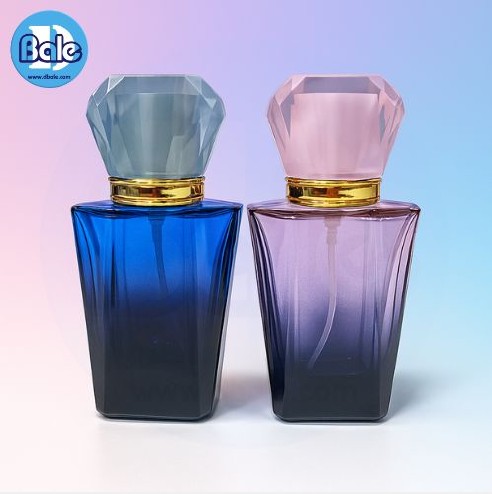 jpf187 30ml. ขวดแก้วน้ำหอมทรงเพชร สีน้ำเงิน, ม่วง, แดง, ส้ม, เขียว, ชมพู