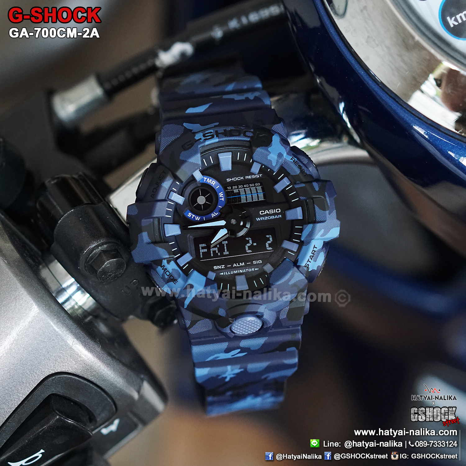 นาฬิกา Casio G-Shock Limited GA-700CM Camouflage series รุ่น GA-700CM-2A (พรางน้ำเงิน) ของแท้ รับประกัน1ปี