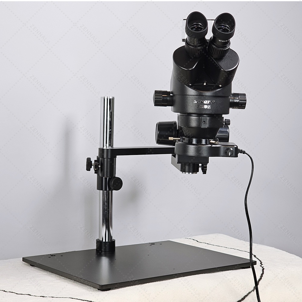 กล้องจุลทรรศน์ แบบมีแขน 360 องศา SANQTID trinocular stereo 7-45x กล้อง 2K รุ่น ZRA-45-2K