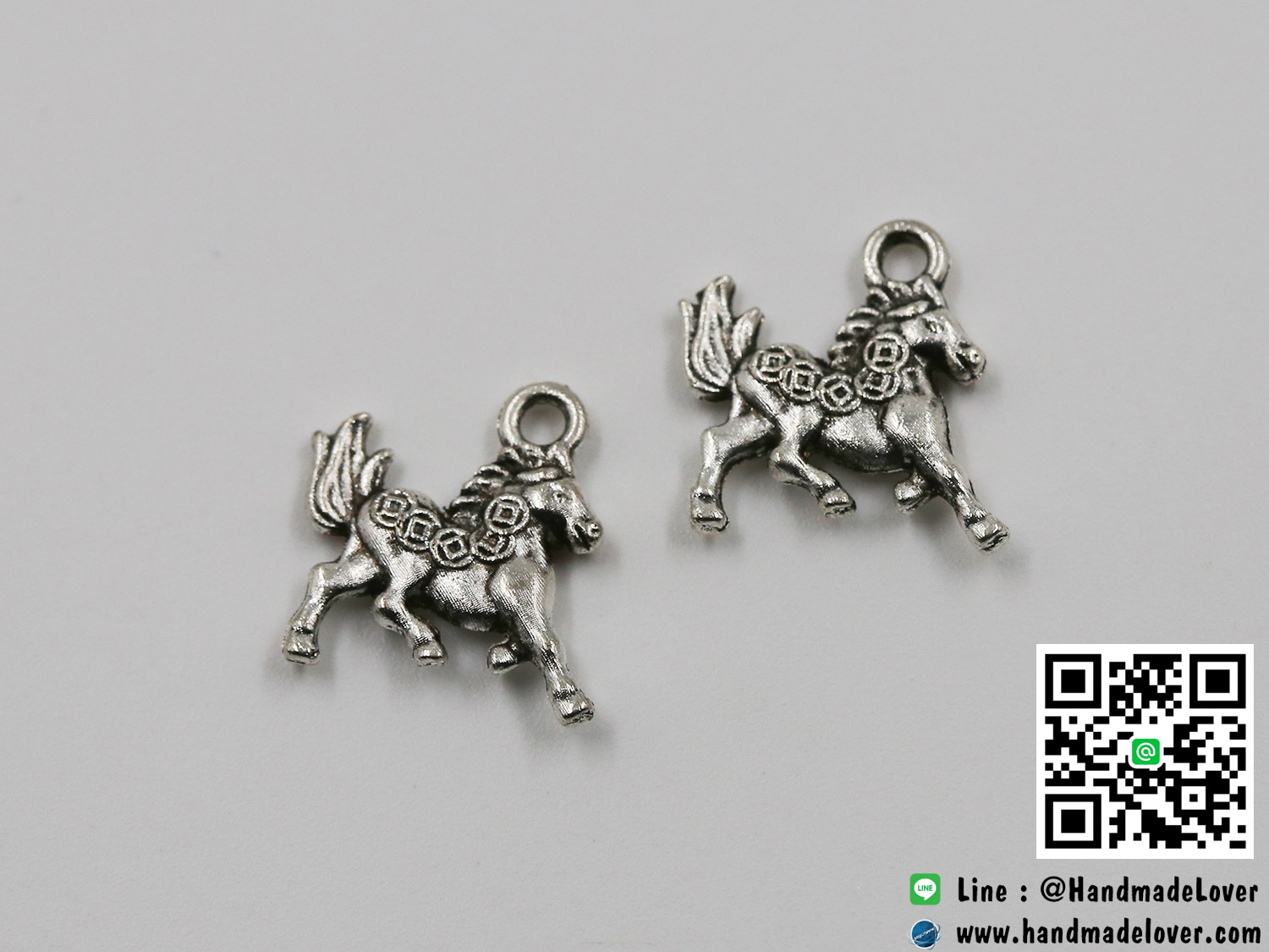 จี้โลหะ สีเงิน รูปม้า ขนาด 15x15มม.