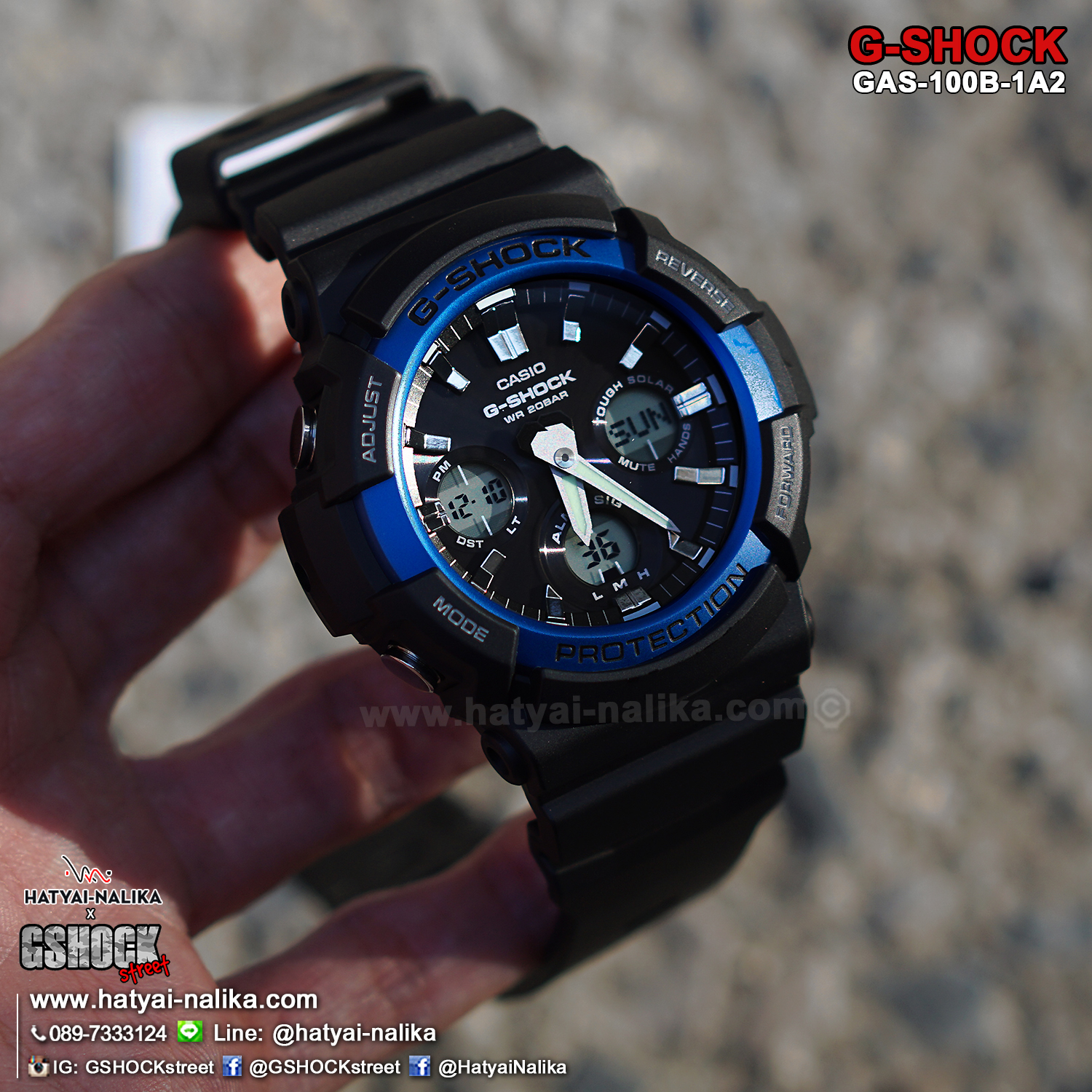 นาฬิกา Casio G-Shock ANALOG-DIGITAL Tough Solar GAS-100 series รุ่น GAS-100B-1A2 ของแท้ รับประกัน1ปี