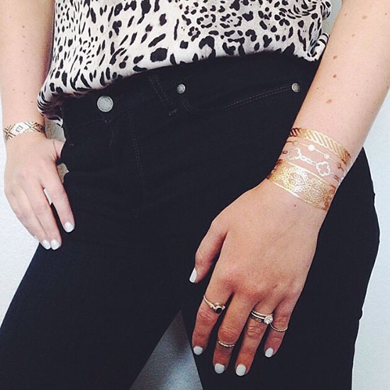 Flash Tattoo , Gold foil metallic tattoos  สติ๊กเกอร์แทททู สีทอง เมทัลลิค