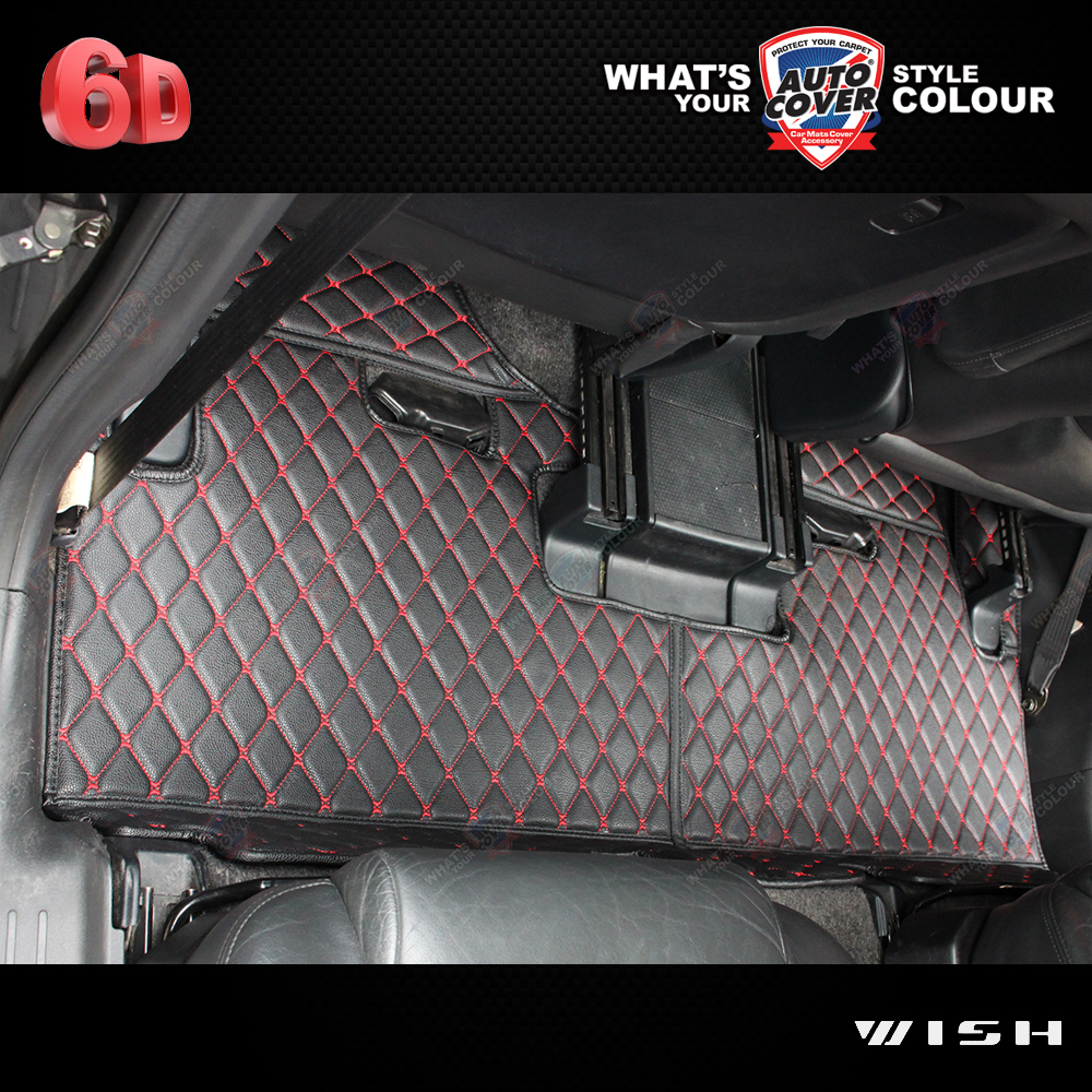 พรมปูพื้นรถยนต์ 6D รถ TOYOTA WISH โตโยต้า วิช พรมรถยนต์ รวมแผ่นท้ายและหลังพนักพิง จำนวน 7 ชิ้น