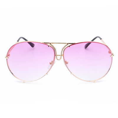แว่นตา ฮาราจูกุ (Harajuku) สีชมพู ไล่โทนสี กรอบสีทอง (UV400)
