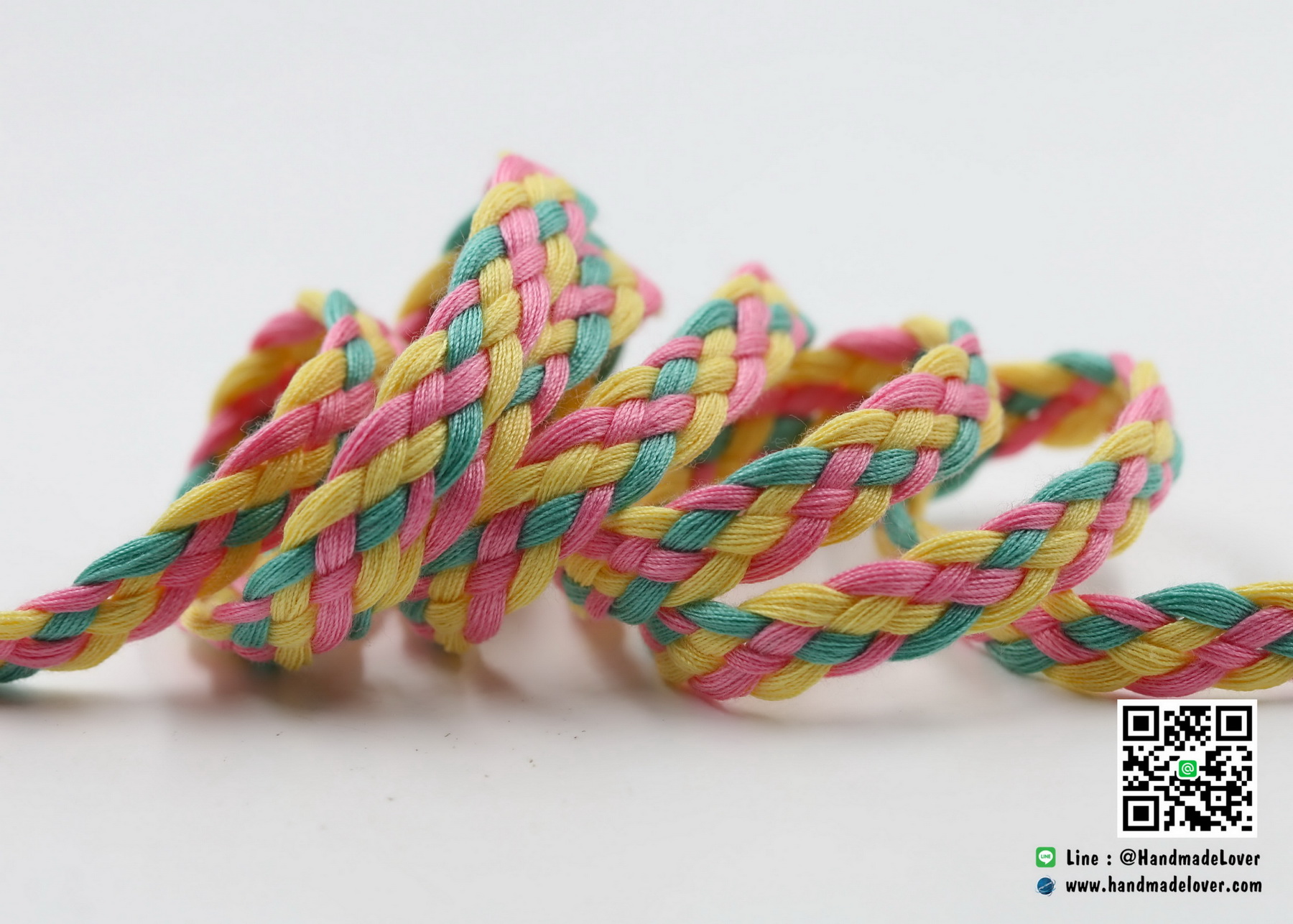เชือกผ้าถัก สีชมพูพาสเทล [N1] ขนาด 9 มิล