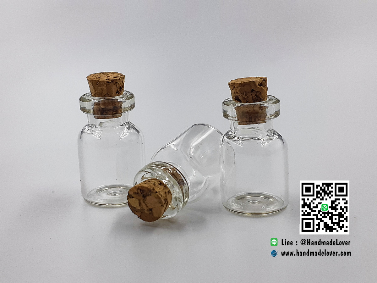 ขวดแก้วจิ๋ว ขนาด 16 x 25 มม. (ฝาจุกไม้ก๊อก)