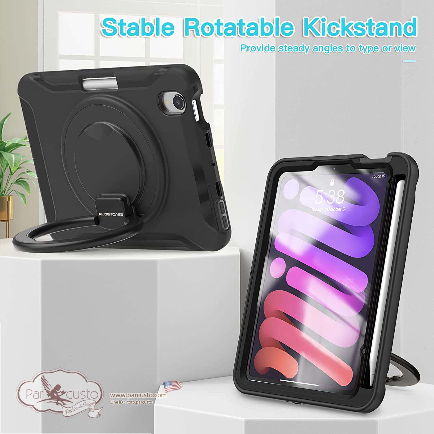 เคสกันกระแทก Apple iPad mini 6 2021 [360 Degrees Rotation Stand] จาก RUGGYCASE [Pre-order USA]