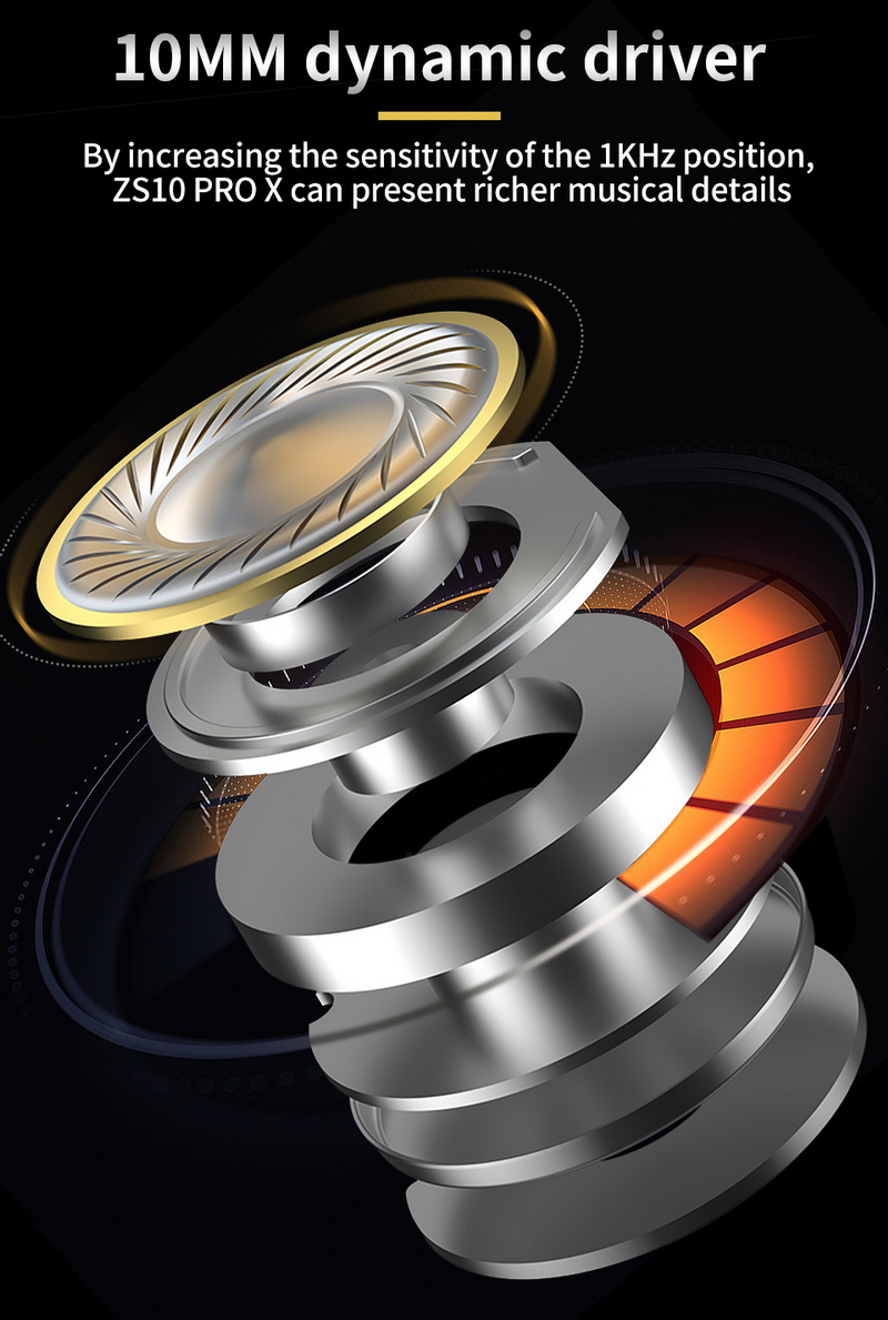 KZ ZS10 Pro X หูฟัง 5 ไดรเวอร์ 4BA+1DD ประกันศูนย์ไทย