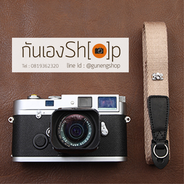 สายคล้องกล้อง cam-in สีพื้นเส้นเล็ก สีครีม แบบห่วง 25 mm