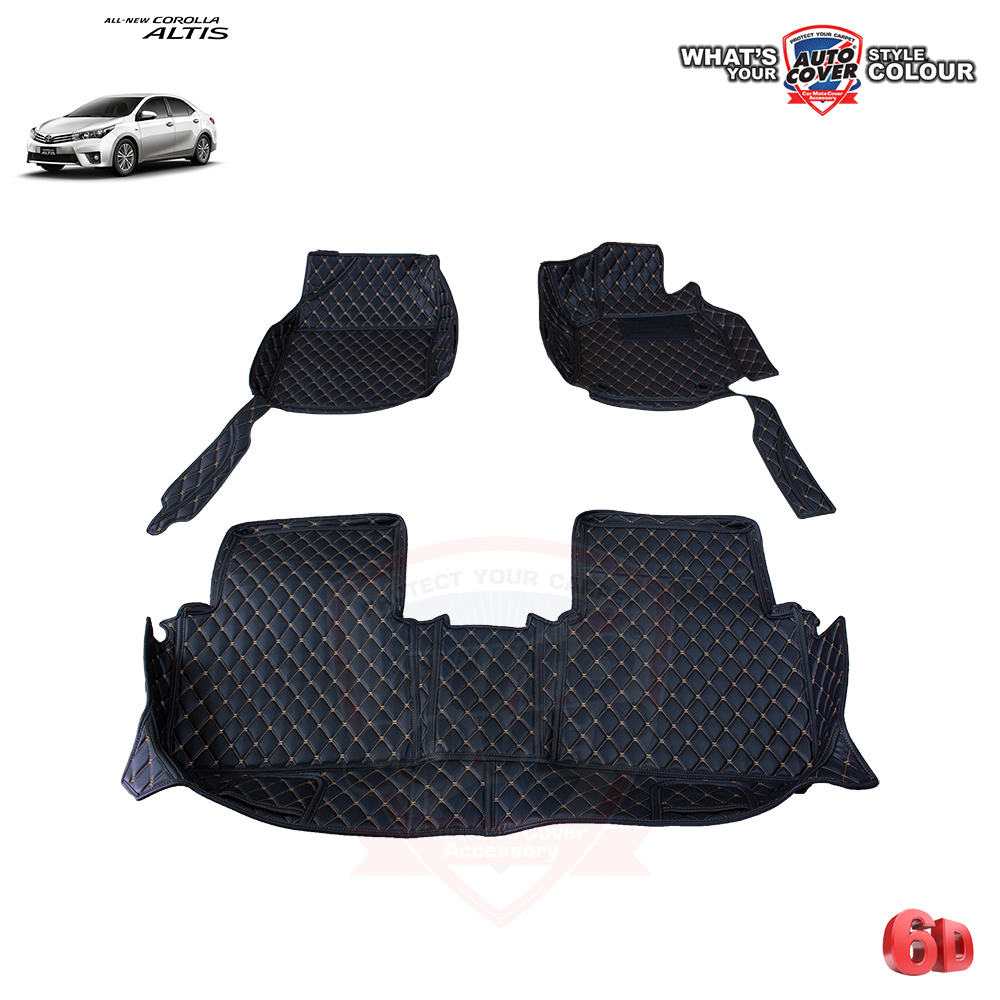 พรมปูพื้นรถยนต์เข้ารูป 6D รถ TOYOTA ALL NEW ALTIS ปี 2014-2019 พรมรถยนต์ชุดภายในห้องโดยสาร จำนวน 3 ชิ้น