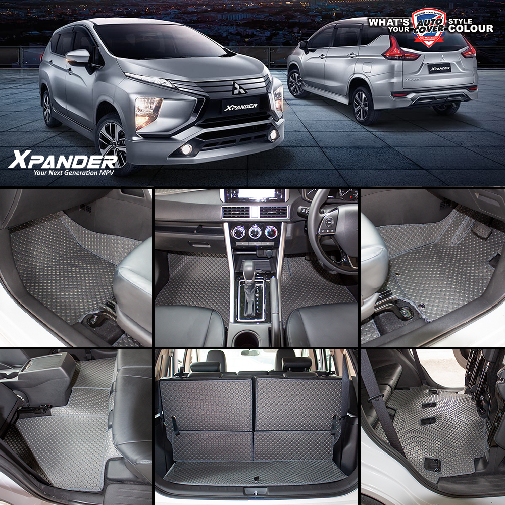 พรมปูพื้นรถยนต์ พรมกระดุม รถ MITSUBISHI XPANDER ปี 2018-2022 ชุดเต็มคันรวมแผ่นท้ายและหลังพนักพิง จำนวน 17 ชิ้น