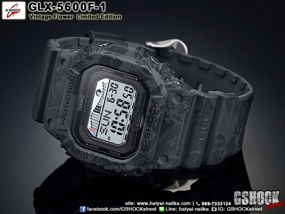 นาฬิกา Casio G-Shock Limited Vintage Flower Pattern series รุ่น GLX-5600F-1 "ดำฮาวาย" ของแท้ รับประกัน1ปี