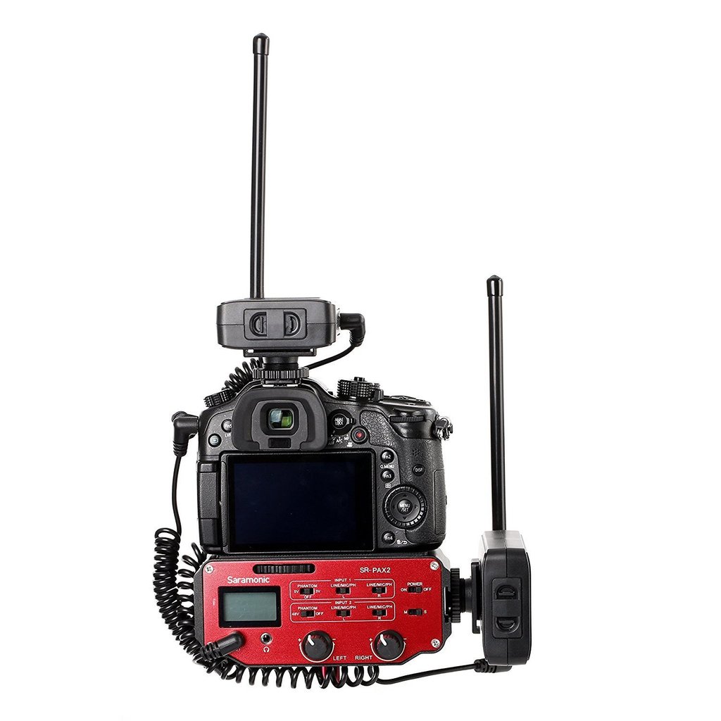 SR-WM4C*2+PAX2 - Wireless VHF Dual Lav System with 2 Transmitters, 2 Receivers, and Premium Audio Mixer