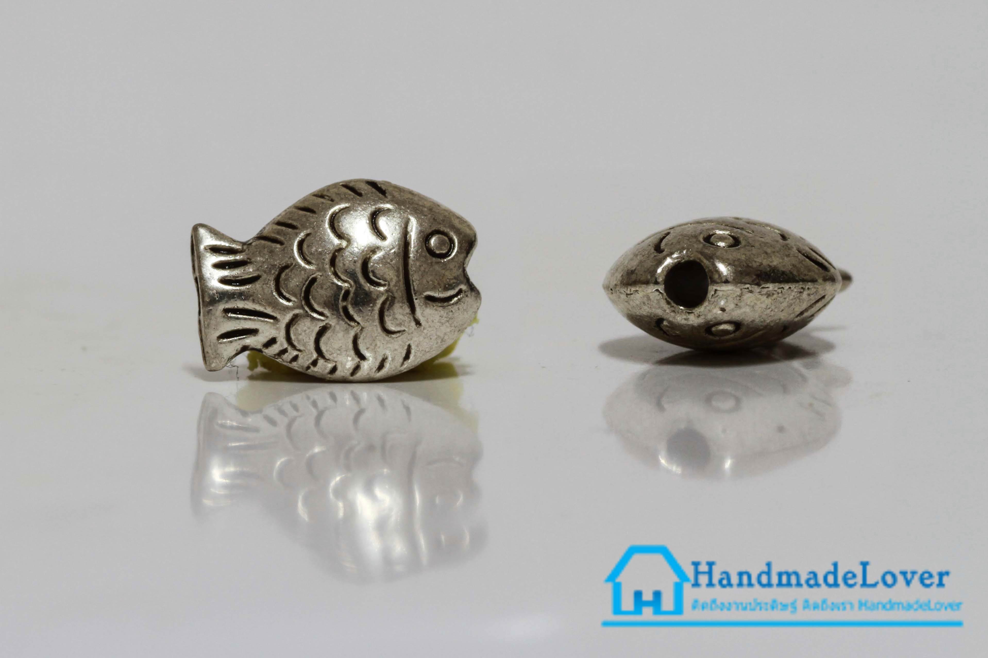 จี้ตัวห้อยซิป สีเงิน รูปปลาเงิน แบบสอด