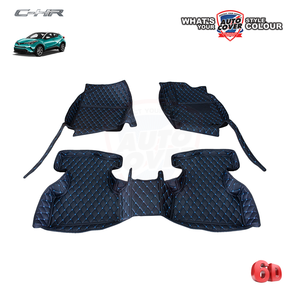 พรมรถยนต์ 6 D Leather Car Mat รถ TOYOTA CHR ปี 2018-2023 ชุดภายในห้องโดยสาร จำนวน 3 ชิ้น