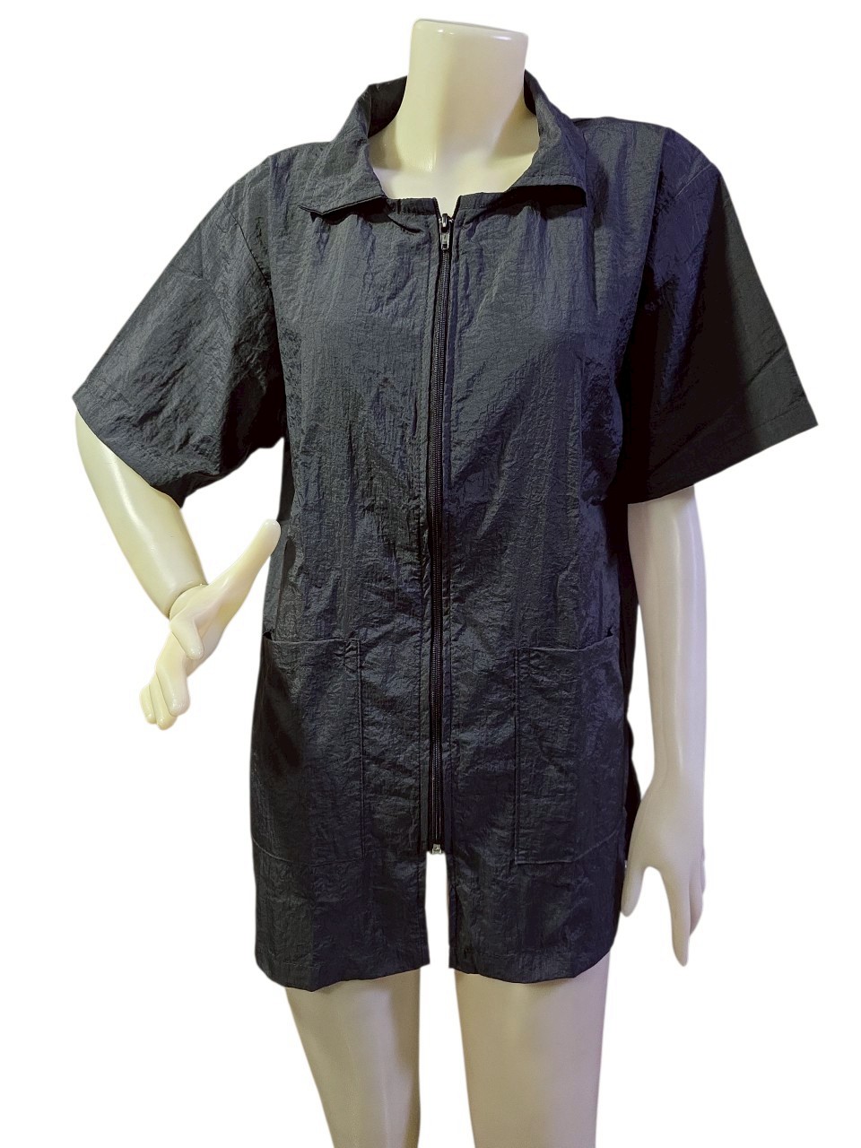 Dogtalog DogTaLog : Groomer Apparel เสื้อคลุมผ้าร่ม เสื้อคลุมตัดขน เสื้อคลุมช่าง เสื้อตัดขนหมา : แบบคอปก สีดำ