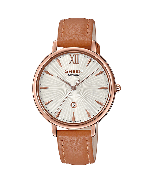 นาฬิกา คาสิโอ Casio SHEEN SAPPHIRE CRYSTAL คริสตัลแซฟไฟร์ SHE-4534 series รุ่น SHE-4534PGL-7A ของแท้ รับประกัน1ปี