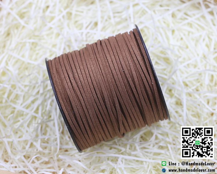 เชือกหนังชามุด สีน้ำตาลกริตเตอร์ (3 mm.)