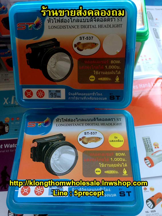 ไฟฉายคาดหน้าผาก 80W ST-537แบบหรี่ (หน้าจอดิจิตอล)