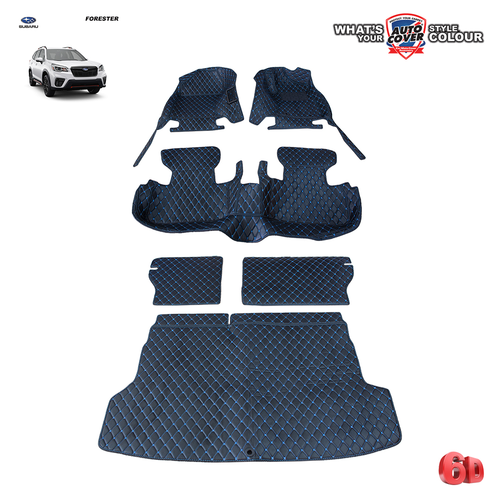 พรมรถยนต์ 6 D รถ SUBARU NEW FORESTER ปี 2019-2022 ชุดรวมแผ่นท้ายและหลังพนักพิง จำนวน 6 ชิ้น